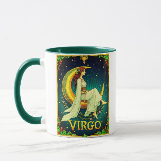 Virgo Maiden Sitting on Crescent Moon マグカップ (左)