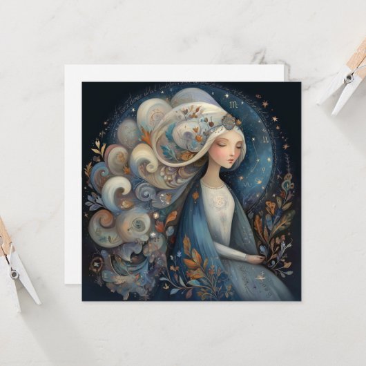 Virgo Maiden Zodiac Astrology Mystical Birthday カード (正面/裏面インサイチュ)