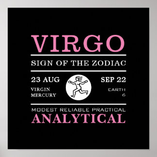 Virgo Sign of the Zodiac, Astrological Poster ポスター