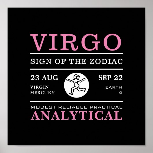 Virgo Sign of the Zodiac, Astrological Poster ポスター (正面)