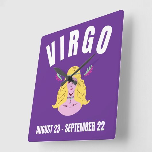 Virgo star sign スクエア壁時計 (傾斜)