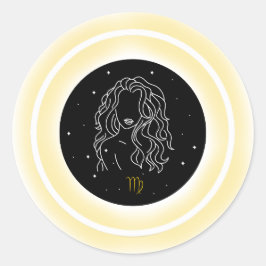 Virgo Symbol – Minimal Astrology Emblem ラウンドシール