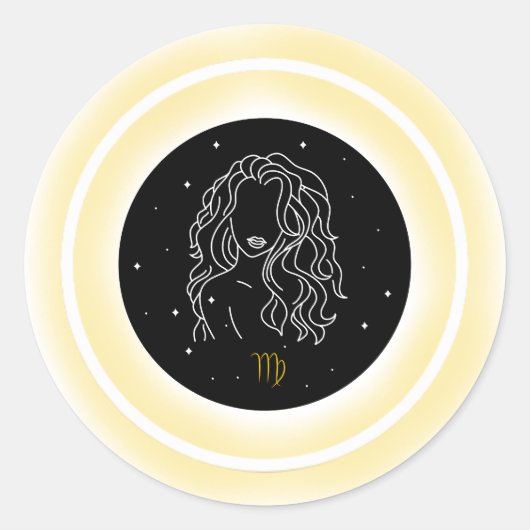 Virgo Symbol – Minimal Astrology Emblem ラウンドシール (正面)