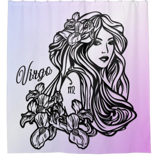 Virgo The Virgin Zodiac パープル シャワーカーテン (正面)