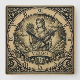 Virgo Vintage Zodiac Wall Clock スクエア壁時計