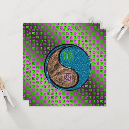 Virgo & Water Rooster カード (正面/裏面インサイチュ)