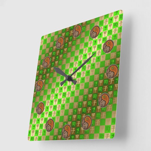 Virgo & Wood Rat スクエア壁時計 (傾斜)