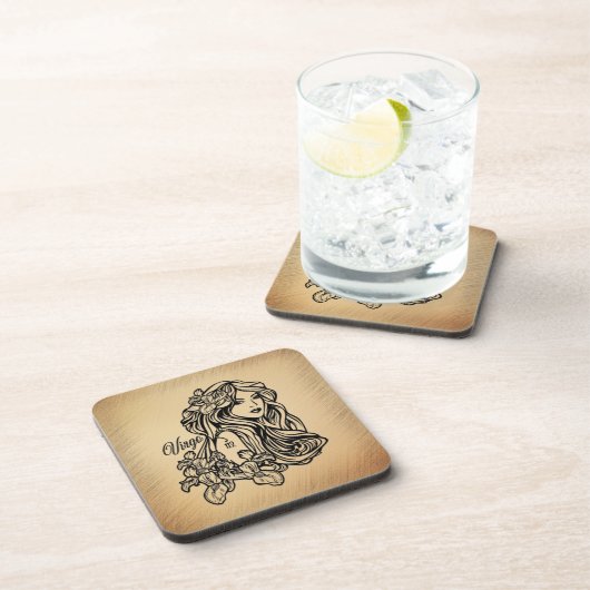 Virgo Zodiac Antique Look コースター (右側)