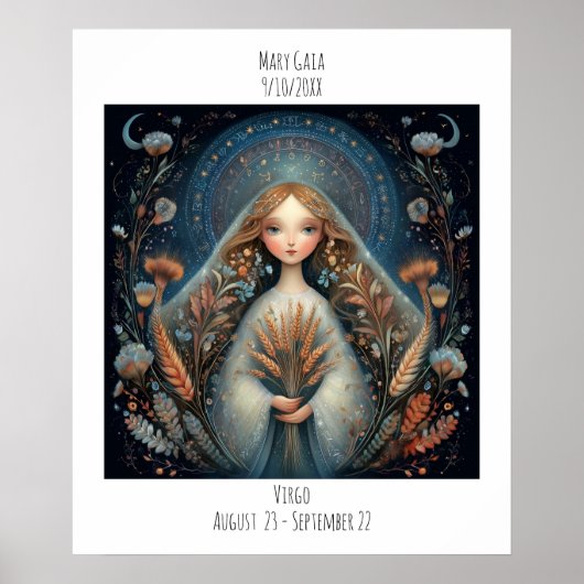 Virgo Zodiac Astrology Name & Birthday ポスター (正面)