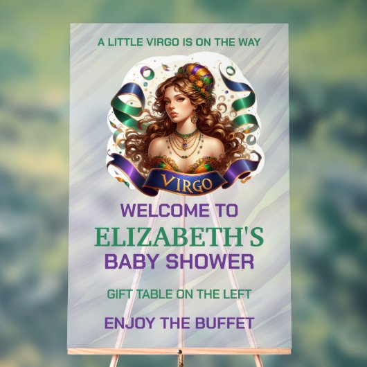 Virgo Zodiac Baby Shower Lavender and Green アクリルサイン (ニュートラル)