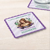 Virgo Zodiac Baby Shower Lavender and Green ペーパーコースター (アングル)