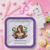 Virgo Zodiac Baby Shower Lavender and Green ペーパープレート (パーティー)