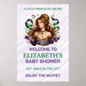 Virgo Zodiac Baby Shower Lavender and Green ポスター (正面)