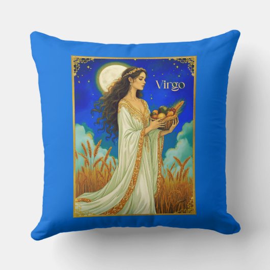 Virgo Zodiac Beauty Under a Night Sky クッション (裏面)