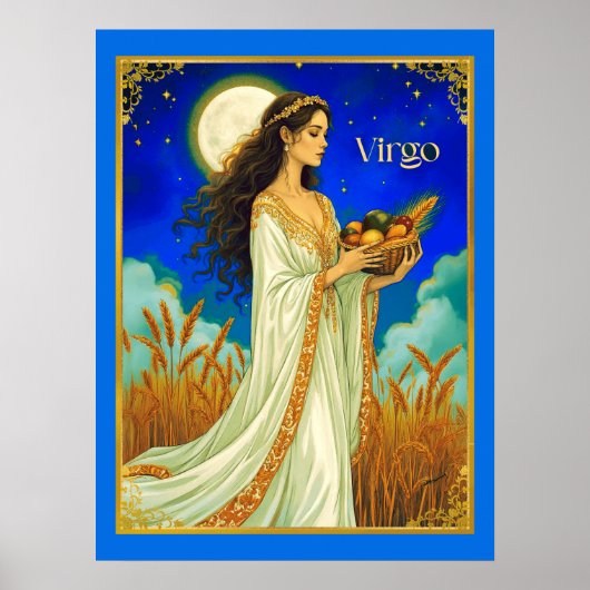 Virgo Zodiac Beauty Under a Night Sky ポスター (正面)