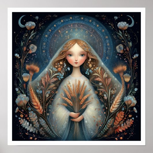Virgo Zodiac Birth Sign Astrology Celestial ポスター (正面)