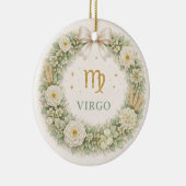 Virgo Zodiac Christmas Ornament – Winter Floral Wr セラミックオーナメント (右)