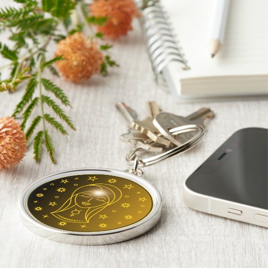 Virgo Zodiac Emblem | Minimal Celestial Symbol キーホルダー (側面)