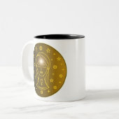 Virgo Zodiac Emblem | Minimal Celestial Symbol ツートーンマグカップ (正面左)
