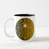 Virgo Zodiac Emblem | Minimal Celestial Symbol ツートーンマグカップ (左)