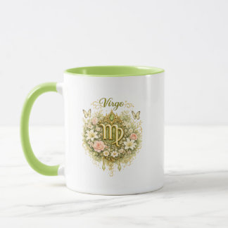 Virgo Zodiac Floral Heart Mug – Elegant Astrology  マグカップ