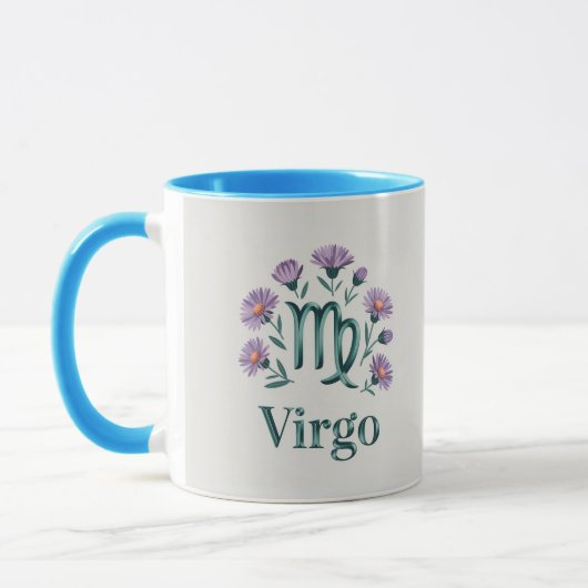 Virgo Zodiac Glyph Aster Flowers Mug マグカップ (左)