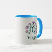 Virgo Zodiac Glyph Aster Flowers Mug マグカップ (正面右)