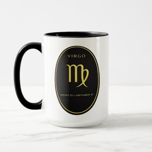 Virgo Zodiac Gold Oval Emblem Mug | Luxury Astrolo マグカップ (左)