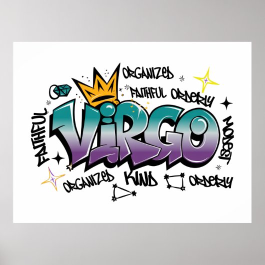 Virgo zodiac graffiti ポスター (正面)