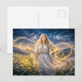 Virgo Zodiac in Enchanted Night Landscape ポストカード (正面/裏面)