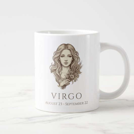 Virgo Zodiac Personalized Name & Birth Date ジャンボコーヒーマグカップ (右)
