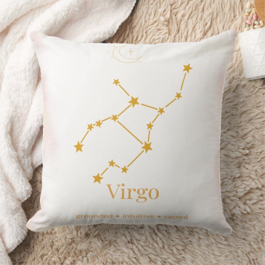 Virgo Zodiac Throw Pillow – Celestial Constellatio クッション (ブランケット)