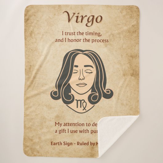 Virgo Zodiac with Mindful Strength Affirmations  シェルパブランケット (正面)
