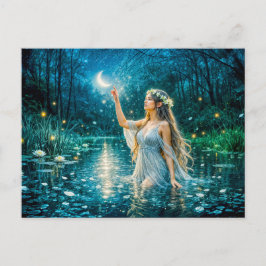 Virgo Zodiac with Moonlit Maiden Holding a Glowing ポストカード