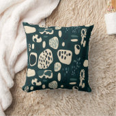 Viridian Blue-Green図形オーガニック抽象芸術 クッション (ブランケット)