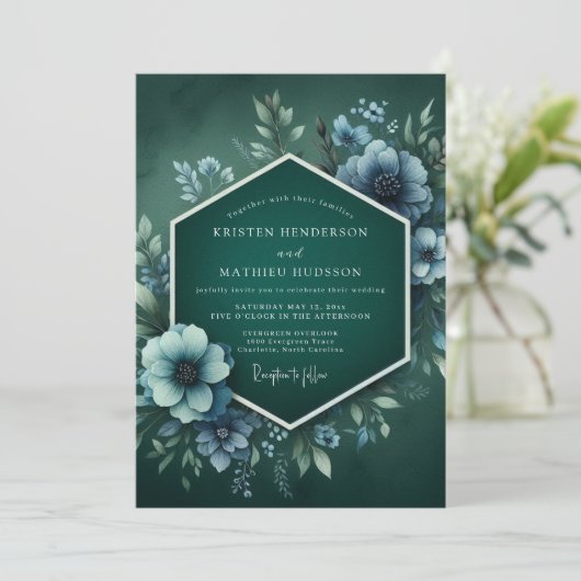 Viridian Hazy Anemone Wedding 招待状 (スタンド正面)