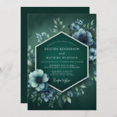 Viridian Hazy Anemone Wedding 招待状 (正面/裏面)