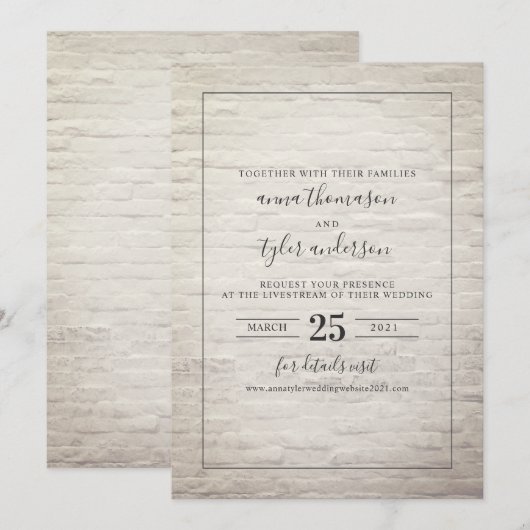 Virtual 結婚's Livestream Black & White Brick 招待状 (正面/裏面)