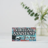 Virtual Assistant For Hire Business Card - Blue 名刺 (スタンド正面)