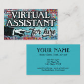 Virtual Assistant For Hire Business Card - Blue 名刺 (正面/裏面)