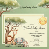 Virtual Baby Shower safari animals gender neutral 招待状
