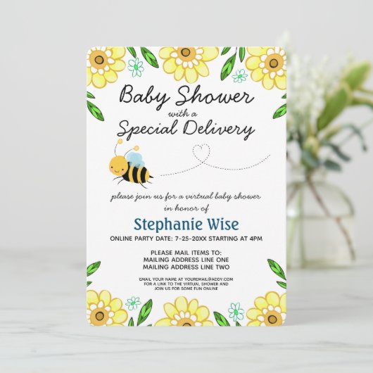 Virtual Bee Baby Shower by Mail 招待状 (スタンド正面)