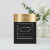 Virtual Birthday Partyメタリック金ゴールドオンブラック50th インビテーションポストカード (スタンド正面)