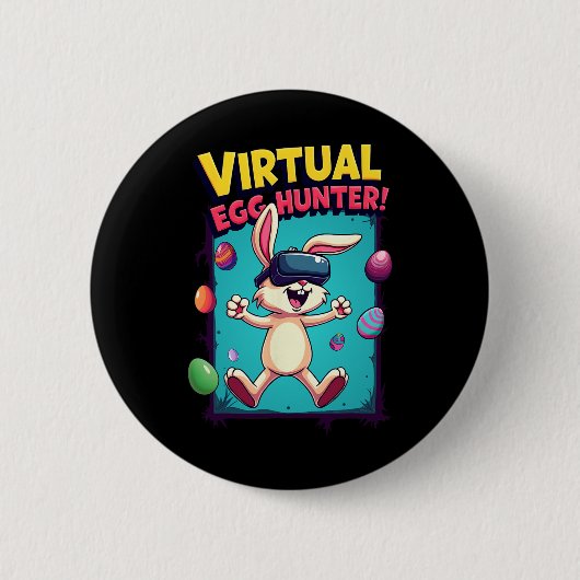 Virtual Egg Hunter - Funny Gamer Bunny Vr Easter G 缶バッジ (正面)