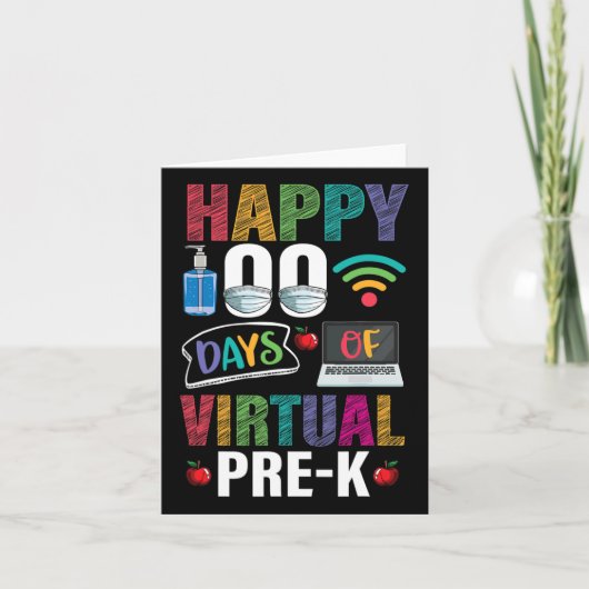 Virtual Pre-K Kidsの100日の幸せな先生 カード (正面)