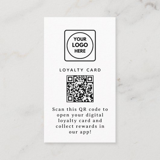 Virtual QR | Custom Digital Reward Business Link ロイヤリティカード (正面)