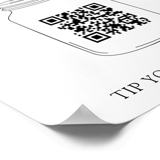Virtual Tip Jar QR Code Tip Your Bartender Sign ポスター (角)