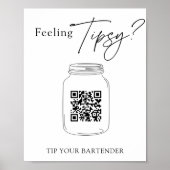 Virtual Tip Jar QR Code Tip Your Bartender Sign ポスター (正面)
