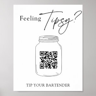 Virtual Tip Jar QR Code Tip Your Bartender Sign ポスター