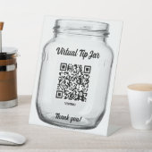 Virtual Tip Jar, Scan to Tip Glass Jar 台座サイン (インサイチュ)